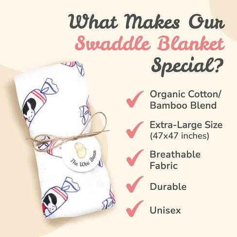Organic Cotton and Bamboo Rayon Muslin Swaddle Blankets, Set of X (Bunny Candy) in Saudi Arabia