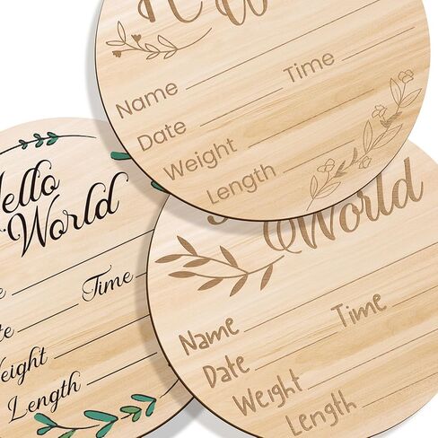6 Inch Baby Birth Announcement Sign, Hello World Newborn Sign Birth Announcement Sign New Baby Sign for Hospital Nursery New Parents Baby Shower (design 2) in Kuwait