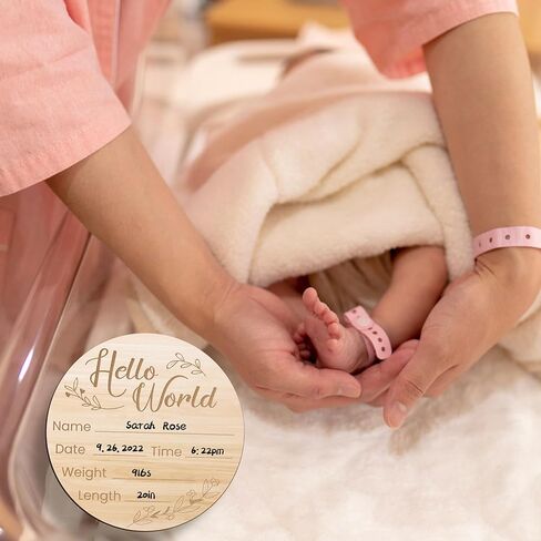 6 Inch Baby Birth Announcement Sign, Hello World Newborn Sign Birth Announcement Sign New Baby Sign for Hospital Nursery New Parents Baby Shower (design 2) in Kuwait