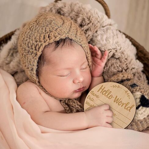 6 Inch Baby Birth Announcement Sign, Hello World Newborn Sign Birth Announcement Sign New Baby Sign for Hospital Nursery New Parents Baby Shower (design 2) in Kuwait