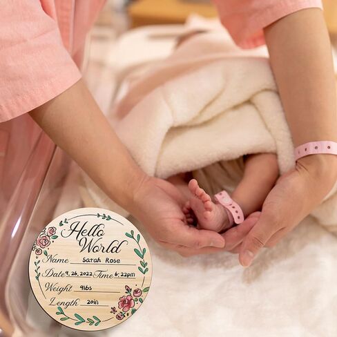 6 Inch Baby Birth Announcement Sign, Hello World Newborn Sign Birth Announcement Sign New Baby Sign for Hospital Nursery New Parents Baby Shower (design 2) in Kuwait