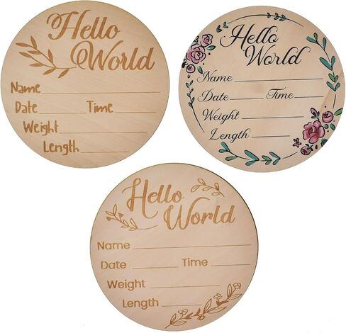 6 Inch Baby Birth Announcement Sign, Hello World Newborn Sign Birth Announcement Sign New Baby Sign for Hospital Nursery New Parents Baby Shower (design 2) in Kuwait