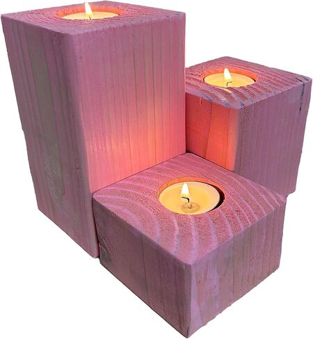 Tea Light Candle Holders Set, 3 Piece Set - 2 inches, 4 inches, 6 inches Height (True Black) in Kuwait