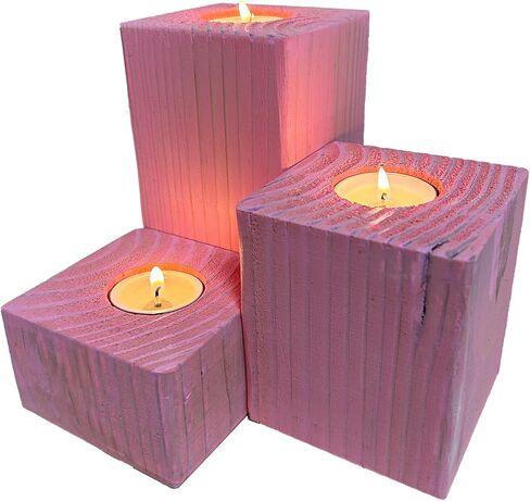 Tea Light Candle Holders Set, 3 Piece Set - 2 inches, 4 inches, 6 inches Height (True Black) in Kuwait