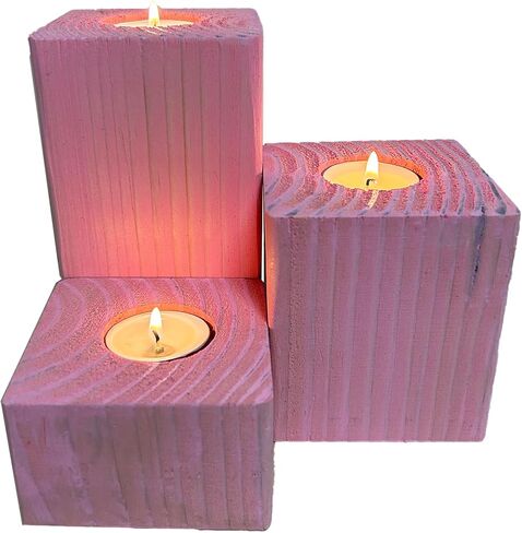 Tea Light Candle Holders Set, 3 Piece Set - 2 inches, 4 inches, 6 inches Height (True Black) in Kuwait