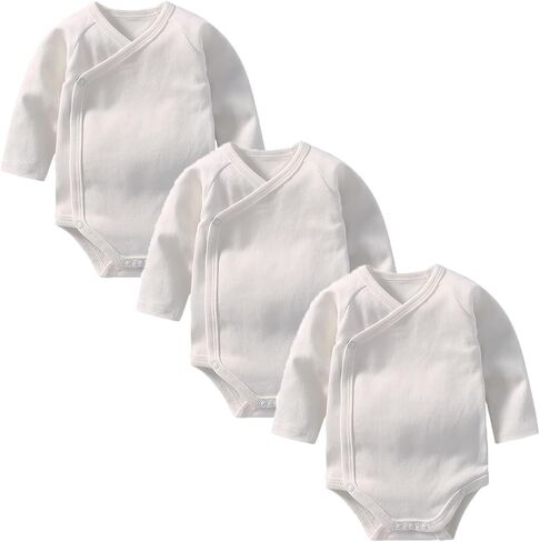 Unisex-Baby Side Snap Long-Sleeve 3-Pack Bodysuit 100% Organic Cotton New Born Clothes Infant Boy And Girl Thermal Shirt in Saudi Arabia