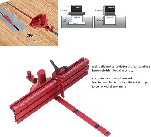 Precision Miter Gauge for Table Saw, Standard Slot 3/4x 3/8, Table Saw Miter Gauge Fence System Includes Aluminum Miter Fence, Repetitive Cut Flip Stop for Woodworking Tools in Saudi Arabia
