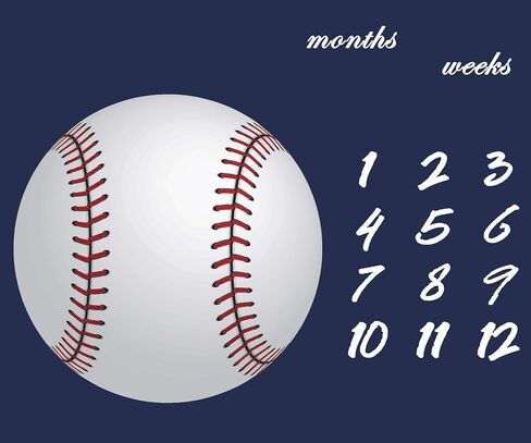 F-FUN SOUL Baseball Theme Baby Monthly Milestone Blanket 48x40in Age Growth Tracker Baby Shower Nursery Blanket Newmom Gift with Bonus Marker LHFS827 in Kuwait