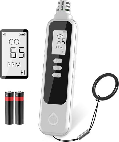 Carbon Monoxide Detectors Portable CO Detector Battery Powered, Handheld Carbon Monoxide Monitor Alarm Detector with LCD Display for Home/Outdoor/Travel (Batteries Included) (Black) in Kuwait