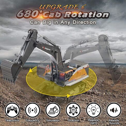 kolegend 22 Channel RC Excavator Metal Shovel Independent Arms 1/14 Scale, Professional Remote Control Construction Vehicles, Boy Toys Best Gift for 8+ Years Old Boys Adults in Saudi Arabia