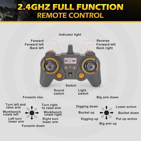 kolegend 22 Channel RC Excavator Metal Shovel Independent Arms 1/14 Scale, Professional Remote Control Construction Vehicles, Boy Toys Best Gift for 8+ Years Old Boys Adults in Saudi Arabia