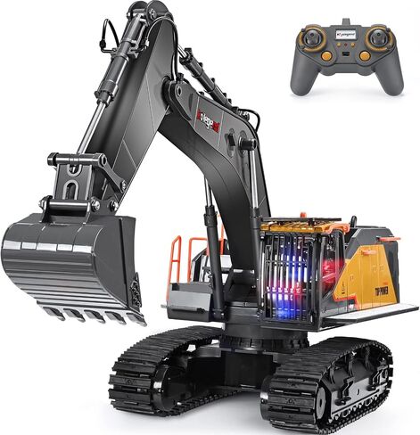 kolegend 22 Channel RC Excavator Metal Shovel Independent Arms 1/14 Scale, Professional Remote Control Construction Vehicles, Boy Toys Best Gift for 8+ Years Old Boys Adults in Saudi Arabia