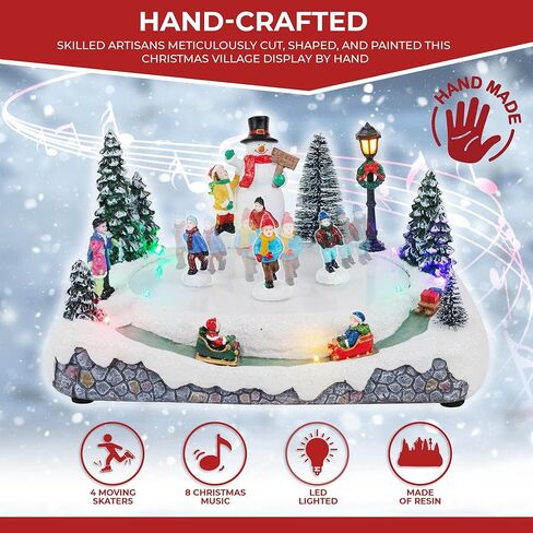 قرية الكريسماس، بركة التزلج، الرسوم المتحركة، قرية الثلج الموسيقية المضيئة، إضافة مثالية إلى ديكورات عيد الميلاد الداخلية وعروض العطلات in Kuwait