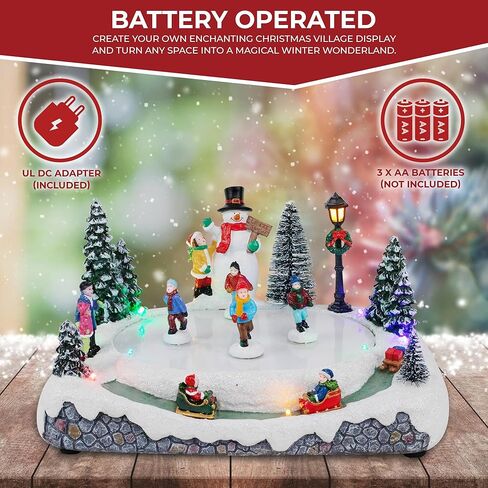 قرية الكريسماس، بركة التزلج، الرسوم المتحركة، قرية الثلج الموسيقية المضيئة، إضافة مثالية إلى ديكورات عيد الميلاد الداخلية وعروض العطلات in Kuwait