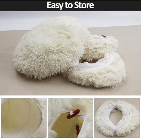 Indoor Cat Tunnel Bed, Soft Round Cute Cat Donut Tunnel, Multifunctional Cat Playground Toys with Washable Circle Cushion, Pet Play Tunnels Toy for Kitten/Puppy/Rabbit/Ferret (Grey) in Saudi Arabia