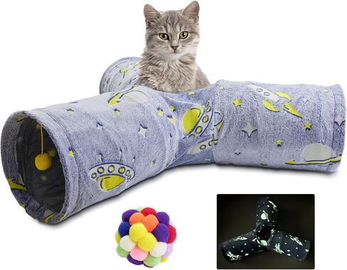 Indoor Cat Tunnel Bed, Soft Round Cute Cat Donut Tunnel, Multifunctional Cat Playground Toys with Washable Circle Cushion, Pet Play Tunnels Toy for Kitten/Puppy/Rabbit/Ferret (Grey) in Saudi Arabia