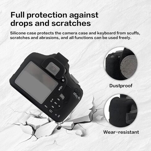 Easy Hood Soft Silicone Camera Case Cover for Canon Rebel T6/1300D, T7/1500D DSLR - Black with Button Marking in Kuwait