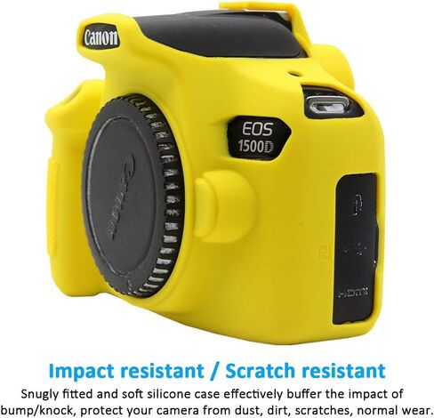 Easy Hood Soft Silicone Camera Case Cover for Canon Rebel T6/1300D, T7/1500D DSLR - Black with Button Marking in Kuwait