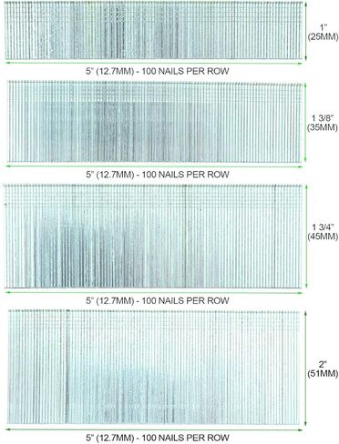 حزمة متعددة من مسامير MProve شديدة التحمل مقاس 18 بوصة 1 بوصة (25 مم)، 1-3/8 بوصة (35 مم)، 1-3/4 بوصة (45 مم) و2 بوصة (51 مم) مسامير براد مجلفنة كهربائيًا [2000 مسمار] in Kuwait