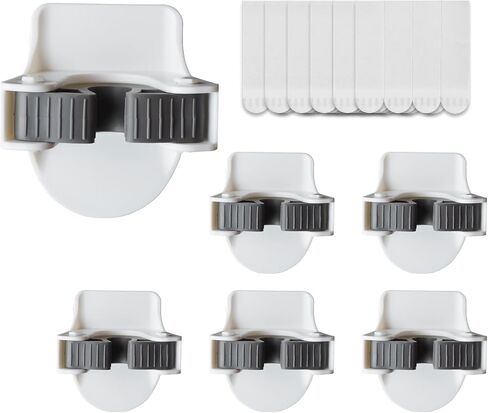 JELLYSUB Broom and Mop Grippers, 6 Broom Holders, 24 Removable Adhesive Strips, No Tools Household Cleaning Supplies Organizer, Damage Free Broom Holder Wall Mount in Saudi Arabia