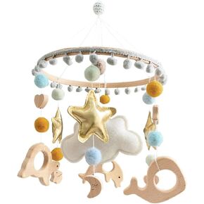 MOVEBO- Handmade hot-air Balloon Crib Mobile for Baby (hot-air Balloon with Moon Hanger) (Pink Flower)