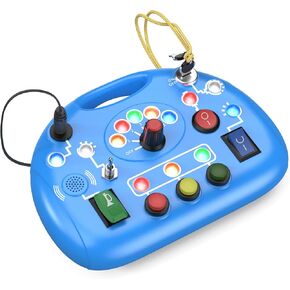 Montessori Busy Board, LED Light Switch Toy, Montessori Switch Fidget Board Travel Toys for Toddlers 1 2 3 4+ Year Old, Early Development Busy Board for Kids Boys Girls Birthday Gifts (Blue)