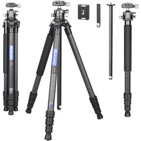 Carbon Fiber Tripod Compact Travel Tripod Detachable Special-Shaped Center Column with 34mm Low Center Ball Head Lightweight Travel Camera Stand Detachable Monopod, Max Load 44lbs/20kg