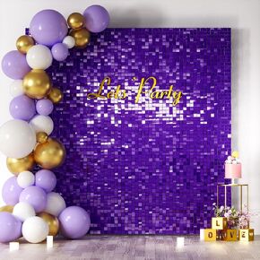 COKAOBE Black Shimmer Wall Backdrop, 30PCS Square Sequin Shimmer Backdrop Panel, Sequin Backdrops for Birthday, Anniversary, Wedding, Graduation & Bachelorette Party Decoration