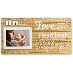 Picture Frame Pregnancy Announcements Gift, Love at First Heartbeat Ultrasound 4inches x3inches Picture Frames, The First Gift with Baby Countdown Weeks Sonogram From New Parents