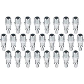 HARFINGTON 25pcs 1/4" NPT Male Air Plug a Style Plugs for Pneumatic Nail Guns Air Compressors Air Tools