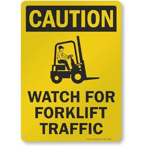 "Caution - Watch For Forklift Traffic" Sign By SmartSign | 10" x 14" Aluminum