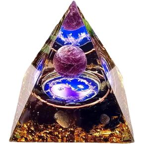 Crystal Pyramid Stones Tree of Life Energy Quartz Crystals Positive Energy Generator Protection for Healing Meditation Chakra Balance, Positive Energy Generator Orgonite Pyramid Protection
