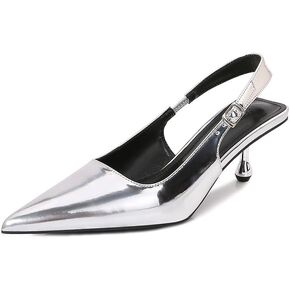 Beauty Cry Women's Slingback Pumps Kitten Low Heel Pointed Toe Heels Elegant Party Dress Shoes