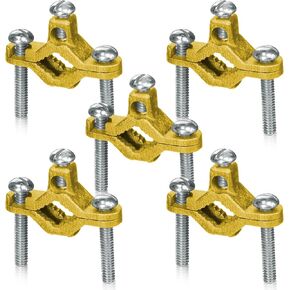 OHLECTRIC OL-27875 Direct Burial Copper Ground Pipe Clamps(1¼" - 2")-Screw Thread 5/16"x18, 2-5" Wire Range. Ideal for Connecting Grounding Electrodes to Copper Tubing & Direct Burial Electrical pipes
