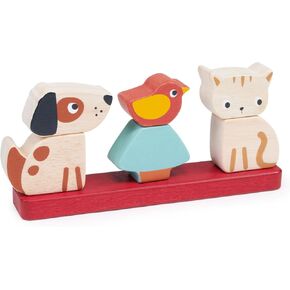 Mentari Toys - Pet Stacker - 7pcs Wooden Animal Stacker Toddler Toy - Natural Wood Animal Block - Toddler Educational Toy - Age 12M+