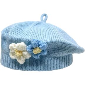 Little Girls Beret Hat French Artist Knit Hat Warm Knitted Beret for Kids Fashion Toddler Baby Beanie (A-3)