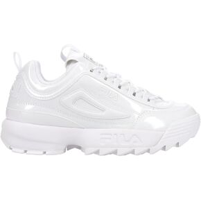 Fila Women's Disruptor II Shine Metallic Shoes, White/White/White - 6.5