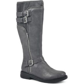 WHITE MOUNTAIN Shoes Women's Mazed Tall Shaft Boot, Wide Calf, Grey/Smooth, 6.5 M