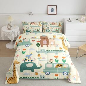Koala Comforter Set Full Size, Cartoon Koala Comforter Set Cute Koala Comforter for Kids Toddler Botanical Plant Duvet Set Lightweight Quilt Set