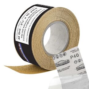 Premium 500 Grit PSA Gold Longboard Sandpaper, 2-3/4" Wide Continuous 12 Yard Roll - Self Adhesive Stickyback for Autobody Paint, Wood Air File Long Board Sanders, Hand Sanding Blocks