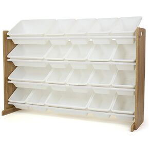 Humble Crew Toy Storage 20-Bin Organizer, Espresso/White
