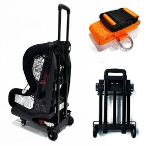 GUCHO Car Seat Travel Cart, Updated Metal Material Car Seat Carrier for Airport, Folding Hand Truck Dolly Cart with Stable 4 Wheels, Airport Car Seat Dolly Fit to Infant/Convertible/Booster Car Seat