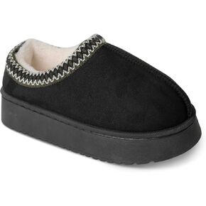 Women's Slippers Platform Mini Fuzzy Boots, Super Light EVA 4cm Thick Sole, Fur Fleece Lined, Cozy and Stylish Slipper for Outdoor Indoor