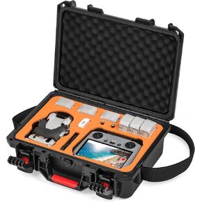 Waterproof Hard Case for DJI Mini 4 Pro Fly More Combo,Portable Carrying Travel Case for DJI Mini 4 Pro/Mini 3 Pro/Mini 3 Accessories/RC2/RC/N1/N2 Controller(Orange)
