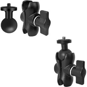 1" Ball Mount Adapter 1/4"-20 Threaded Stud for Insta360 One X4,X3,X2,X,R,RS,GO 2, GoPro Hero,with B Size Double Socket Arm,RAM Mounts RAP-B-201U Composite Double Socket Arm (Long 2.4")