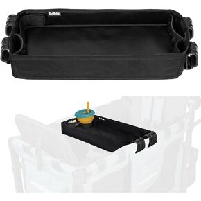 Double Sided Stroller Tray Fits for Wonderfold Wagon- Kids Snacks & Activities - Faux Leather Sides for Eating - Cup Holders & Mesh Pockets, Easy to Use and Clean, Play On the Go (W2 Series)