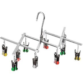 Drying Hanger, Hanging Drying Rack, Drip Hanger Stainless Steel with 10 Pegs for Laundry Underwear Socks, The Clips Release Quickly, Folding Portable