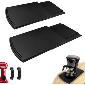 Sliding Tray for Coffee Maker, Kitchen Appliance Moving Caddy, Countertop Appliance Slider with 2 Cord Organizers for Air Fryer, Coffee Pot, Blender, Toaster, Food Processors, Aid Mixer (1 Pack)