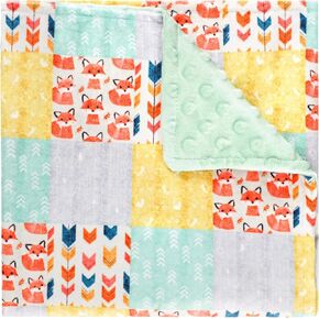 Baby Blanket for Boys Girls, Super Soft Double Layer Mink Blankets with Dotted Backing, Lattice Foxes Toddler Newborn Nursery Bed Blanket, Multicolor Printed Blanket, 30 X 40 Inches