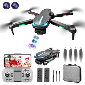 Happy Christmas，Brushless Motor Foldable Drones with 1080P HD Dual Camera for Adults/Beginners,RC Quadcopter 2.4G WiFi FPV Live Video,One Key Take Off